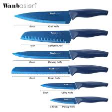 Wanbasion Blue Professional Kitchen Knife Chef Set Kitchen Knife Set Stainless Steel Kitchen Kni In 2020 Knife Set Kitchen Professional Kitchen Knives Kitchen Knives