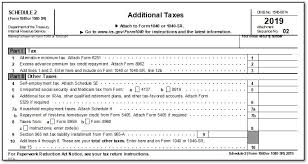 Use fillable pdf of this tax form to estimate how much you need to pay the irs. Form 1040 Schedule 2 Line 46 2018 2021 Tax Forms 1040 Printable