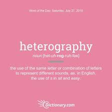 Heterography Word Of The Day July 27 2019 Words Dictionary Words Word Of The Day