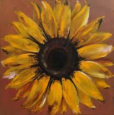 Large Sunflower Painting On A Wood Panel Orginal Flower Art By Clarabellearte On Etsy Sunflower Wall Art Flower Art Yellow Flower Art