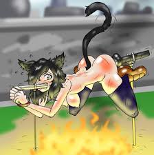 Cat girl on a spit(?)