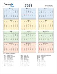 The calendar template shares the same easy to use features with the rest of the calendars by general. 2021 Germany Calendar With Holidays