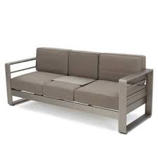 Royalston Patio Sofa With Cushions Reviews Allmodern In 2020 Patio Sofa Outdoor Loveseat Outdoor Sofa