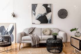 Modern bright interiors 3d rendering modern living room with red armchair and lamps. Stylish And Scandinavian Living Room Interior Of Modern Apartment Stock Photo Picture And Royalty Free Image Image 142035760