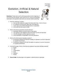 Ask a student volunteer to read the first situation. Evolution Natural Selection Artificial Selection Worksheet Or Quiz Science Lesson Plans Evolution Natural Selection