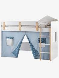 rideau cabane pour lit mezzanine mi hauteur everest bleu aop rose aop vertbaudet enfant bed curtains loft bed bunk bed tent