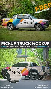 Pickup Truck Mockup Psd Template Mockup Free Psd Mockup Psd Pickup Trucks