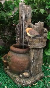 Water Tap With Jar And Bird Water Feature By Velda Cachoeira De Jardim Jardins Rusticos Jardins Pequenos