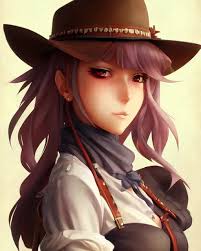 character concept art of an anime cowgirl | | cute - fine - face, pretty  face, realistic shaded