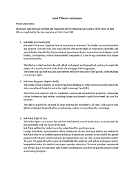 Land Titles In Indonesia Ownership Lease