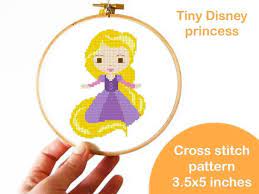Simple disney princess cross stitch patterns. Rapunzel Tangled Tiny Cross Stitch Pattern From Set Of 15 Disney Princesses Hoop Art Embroidery Cross Stitch Modern Cross Stitch Patterns Cross Stitch Charts
