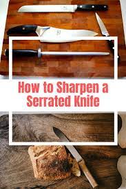 While the serrated profile may intimidate many to the point of avoiding keeping them sharp. How To Sharpen A Serrated Knife The Kitchen Professor Sharpen Serrated Knife Knife Kitchen Hacks Cooking