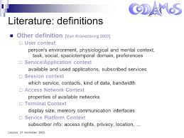 Context Definition And Specification Leuven 21 November 2003 Agenda Introduction Work Method Context In Literature Definitions Specifications Where Ppt Download