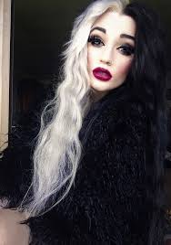 Half Black And Blonde Hair Wig Straight Hair Bridal Hair Styles Half And Half Hair Mermaid Hair