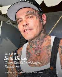 Shifty Shellshock, the lead singer of late-1990s rap-rock band Crazy Town  known for the hit song “Butterfly,” whose legal name was Seth Binzer, died 