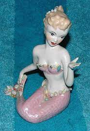Free shipping for many products! Vintage Ceramic Mermaid Figure Figurine Blonde Retro 1950 S Bathroom Decor Mermaid Figurine Mermaid Decor Mermaid Figures