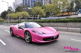 Painting the wheels and mirrors black the car was then wrapped in gray with touches of their signature pink and blues. Marshmallow Rose Matte Pink Ferrari 458 Spider By Wrap Workz Hong Kong Gtspirit