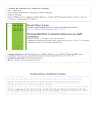 Part time study available in the b science for . Pdf The Female Athlete Triad Components Nutrition Issues And Health Consequences