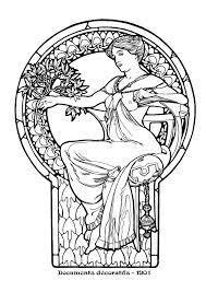 Art Nouveau Alphonse Mucha Sketch Coloring Page Mucha Art Art Nouveau Illustration Alphonse Mucha Art