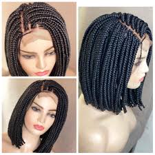 3 Way Parting Bob Box Braid Wig Lace Closure Wig Wig For Black Woman Afrikrea