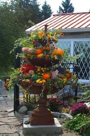 Make Obelisk Garden Sculpture Hold Display Fall Container Gardens Fall Garden Decor Autumn Garden