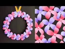 Diy Wall Hanging Paper Flower Craft Easy Wall Decoration Ideas Simple Paper Craft Youtube Paper Flower Crafts Easy Paper Crafts Flower Crafts