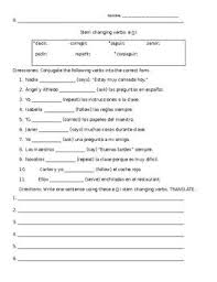 Spanish Stem Changing Verbs Worksheets E Ie E I Verb Worksheets Verb Worksheets