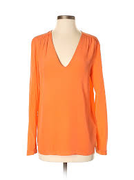 details about comptoir des cotonniers women orange long sleeve blouse 36 french