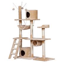 Scurrty wooden cat house 2 story outdoor indoor cat condo with raised waterprrof roof and balcony cat condo house small animal cage (cat house). 150cm Large Cat Tree Gym House Scratching Post Buy Cat Scratching Posts 363555