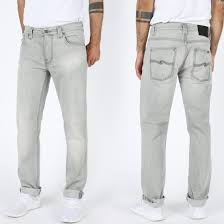 Details About New Nudie Mens Slim Fit Jeans Grim Tim Sunbleach Grey 100 Organic Denim