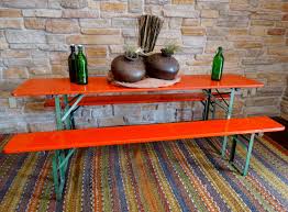 This Narrow German Beer Garden Table Has A Top Made From Spruce And Folding Legs Made From Angled Steel It Was Made Beer Table Garden Table Upscale Furniture