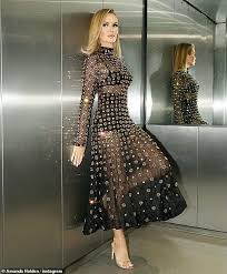 Only the best at besteyecandy.com! Amanda Holden 49 Looks Incredible In A Sheer Sparkling Midi Dress For New Sizzling Snap Daily Mail Online