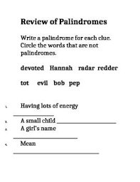 Let's try some more palindrome riddles! Palindrome Worksheet For Grades 1 2 3 1st Grade Worksheets Grade 1 Worksheets