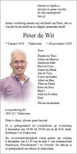 Voor velen waren zij een bekende equipe. Overleden Peter De Wit 09 03 1954 28 11 2019