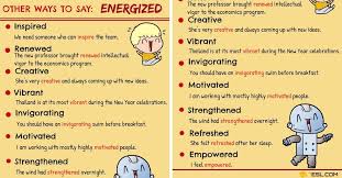 Energized Synonym 9 Synonyms For Energized In English 7 E S L English Vocabulary Vocabulary Vocabulary Words