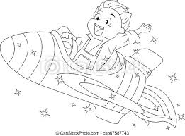 Make a coloring book with space spaceship for one click. Coloring Page Kid Spaceship Illustration Coloring Page Illustration Of A Kid Boy Waving His Hand And Riding A Spaceship Canstock