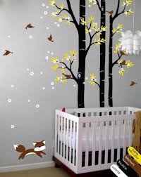 Birch Tree Wall Decal Nursery Tree Wall Decal Fox Sticker Nursery Birch Trees Mural Decor Art Kr059 Decoracao De Quarto De Bebe Decoracao De Quarto Ideias Para Quarto De Bebe