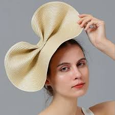 Beige Classic Sophisticated Gathered Pleated Sweeping Fascinator Tea Ch…