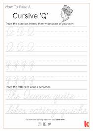 Kindergarten drawing worksheets pdf alphabet trace guide sentence tracing practice workbook: Cursive Q Worksheet By Kidadl