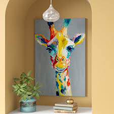 This collection has a special kit for everyone. Colorful Giraffe Wrapped Canvas Print Giraffe Painting Animal Wall Art Giraffe Art
