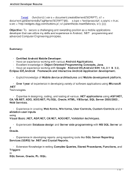 android developer resume microsoft