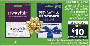 Bed bath & beyond inc. Expired Cvs Buy 50 Bed Bath Beyond Or Wayfair Gift Card Get 10 Extrabucks Rewards Gc Galore