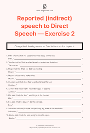 Reported Indirect Speech To Direct Speech Worksheet 2 English Grammar In 2020 Direct Speech Indirect Speech Direct And Indirect Speech