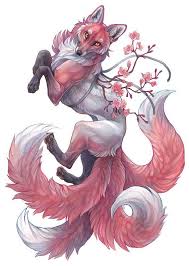 A4 Print Sakura Fox Etsy Fantasy Creatures Art Mythical Creatures Art Animal Drawings