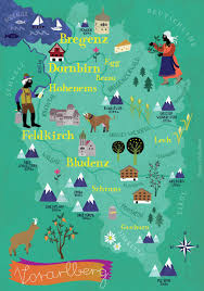 bregenz illustrated map austria map map