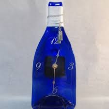 Light Green Wine Bottle Wall Clock With Gold Accents