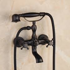 8 hole, three piece faucet number of handles: Wall Mounted Bathtub Faucet Oil Rubbed Bronze Tub Sink Faucet Telephone Style Bathroom Bath Shower Set With Handshower Zd1122 Bathtub Faucets Aliexpress