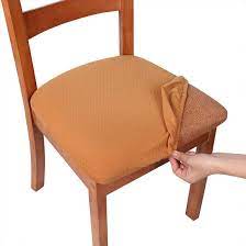 Pack of 4 spandex stretch dining chair seat covers elastic. Set Of 6 Removable Washable Anti Dust Dinning Upholstered Chair Seat Cushion Slipcovers Smiry Stretch Spandex Jacquard Dining Room Chair Seat Covers Beige Slipcovers Home Kitchen Fcteutonia05 De