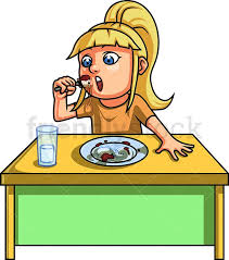 Little Girl Having Dinner Cartoon Vector Clipart Friendlystock Cartoon Clip Art Cartoons Vector
