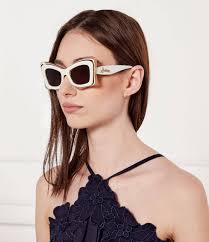 Loewe LW40140U Layered Cat Eye Sunglasses in Ivory Brown